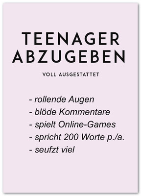 Postkarte "Teenager abzugeben" | Rabenmütter Verlag