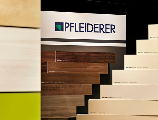 Messearchitektur für Pfleiderer auf der HolzHandwerk 2014 in Nürnberg. Foto: Andreas Keller