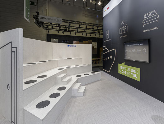 Messe-Architektur für Pfleiderer auf der INTERZUM 2019, Foto: S. Röhler