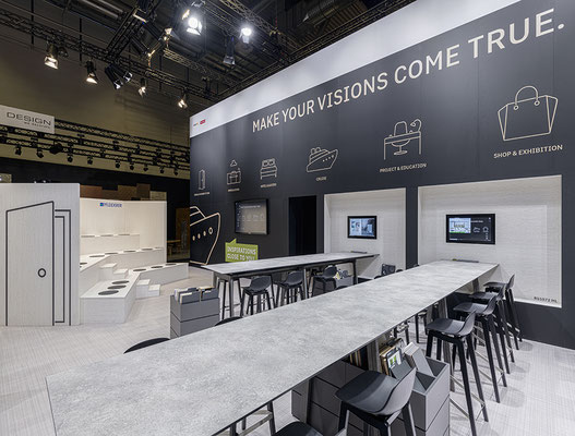 Messe-Architektur für Pfleiderer auf der INTERZUM 2019, Foto: S. Röhler
