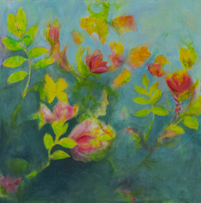 In meinem Garten 80x80 Acryl auf Leinwand