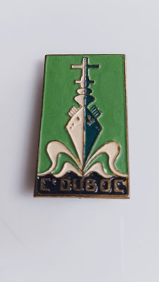 insigne marine commandant Duboc aviso drageur FNLN fabrication le caire laiton peint .TBE .prix 150 euros 