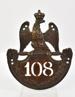 plaque de shako mle 1812  108ème regiment de ligne Prix : 850 euros vendu refcui:31