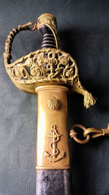 sabre d'officier de marine 1837 avec fourreau cuir noire