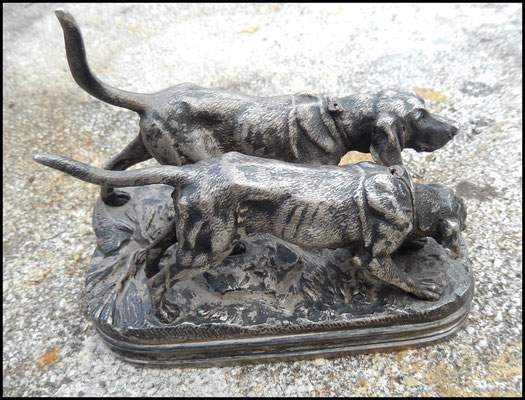 bronze animalier alfred dubucand chiens setters  