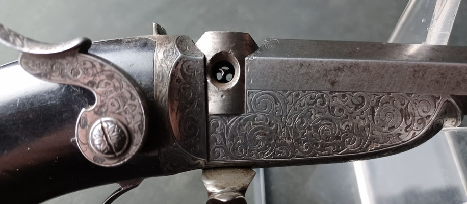 pistolet Cordier  à percussion fulminate detail culasse 