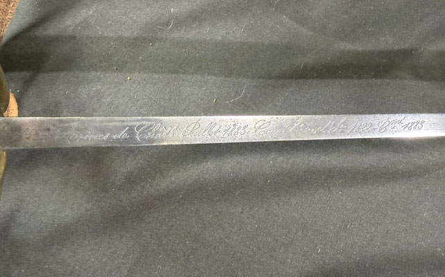 sabre cavalerie légere modele 1822 modifié 83 detail du marquage du dos de la lame l