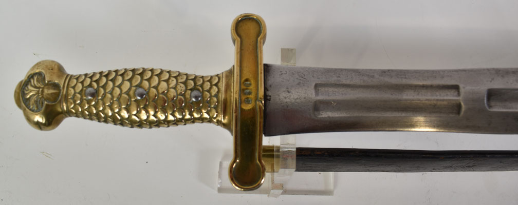 glaive artillerie de la garde nationale avec foureau cuir noir .