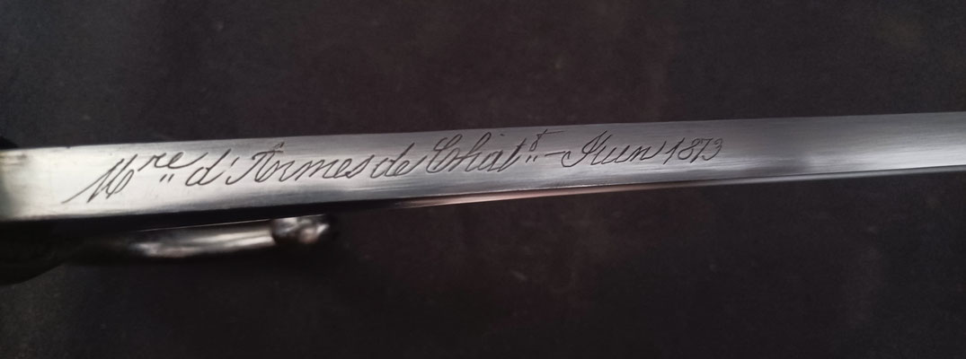sabre baîonnette chassepot modéle 1866 marqué manufacture d'armes de chatellerault juin 1873