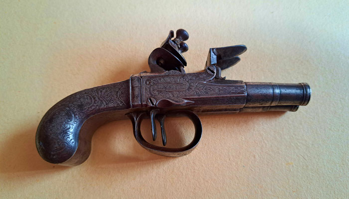 pistolet silex double canons  Gallas London