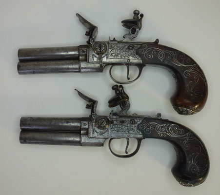 pistolet silex anglais richards calottes argent 
