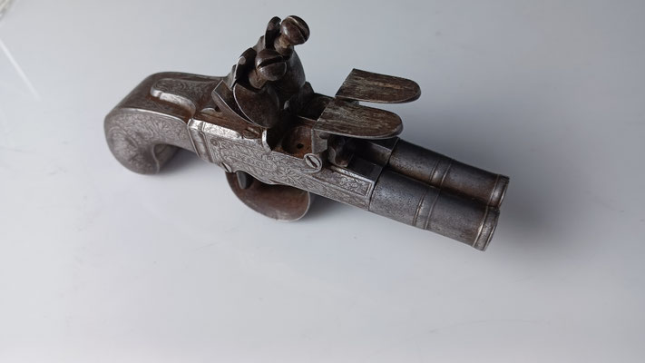 pistolet silex double canons  Gallas London