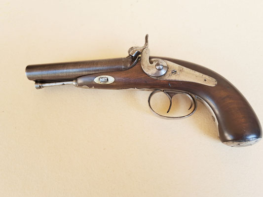 pistolet double canon à percussion  H.Jaquet à Geneve  vue génerale 