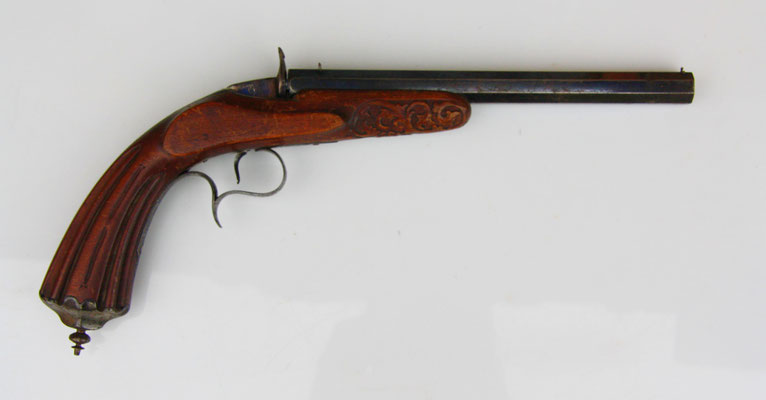 pistolet de tir 6 mm type flobert canon octogonal.