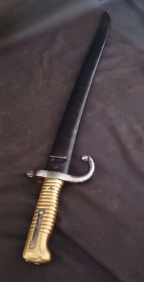 sabre baîonnette chassepot modéle 1866 avec fourreau fer bronzé d origine 
