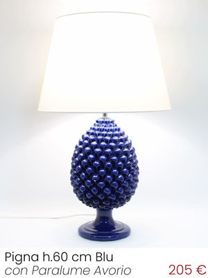 Lampada da tavolo Lume Pigna H.60 cm finitura Blu Intenso con Paralume Avorio, acquista online
