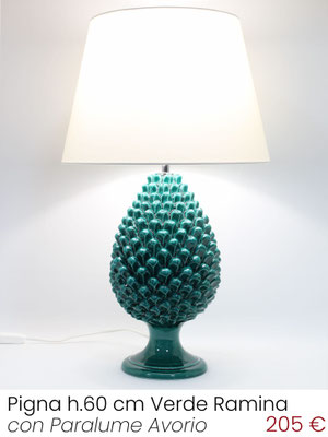 Lampada da tavolo Lume Pigna H.60 cm finitura Verde Ramina con Paralume Avorio, acquista online