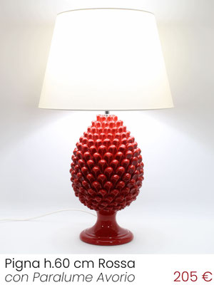 Lampada da tavolo Lume Pigna H.60 cm finitura Rossa con Paralume Avorio, acquista online