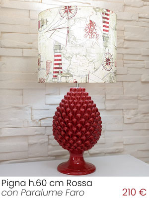 Lampada da tavolo grande per salotto, soggiorno, sala da pranzo, Pigna Rossa con Paralume