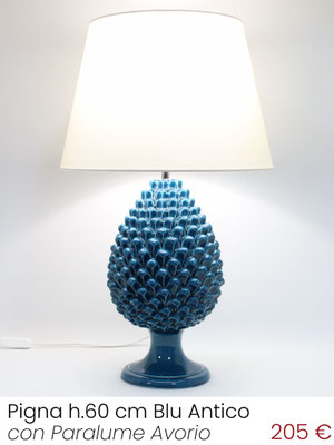 Lampada Lume Pigna da Tavolo Blu Antico con Paralume