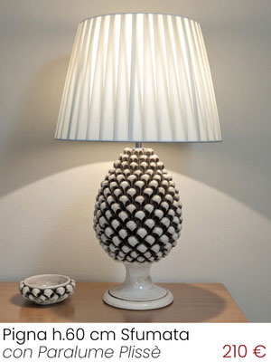 Lampada da tavolo Lume Pigna H.60 cm finitura Sfumata con Paralume Plissettato, acquista online