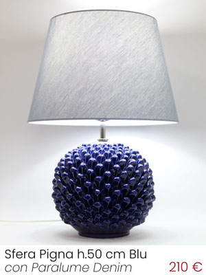 Lume Sfera Lampada da Tavolo Pigna Blu Profondo con paralume 