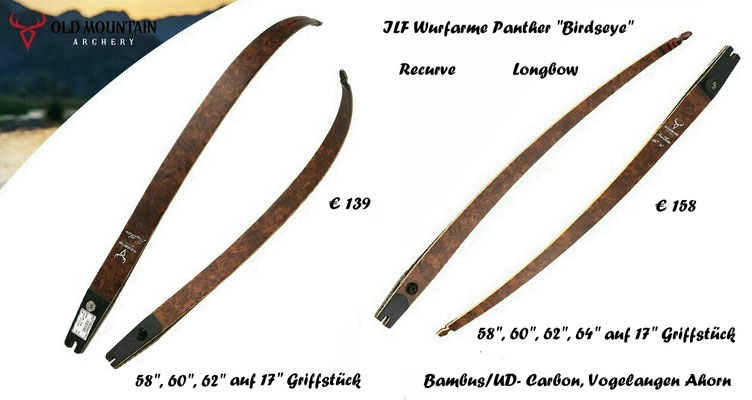 Wurfarme Panther Recurve und Langbogen