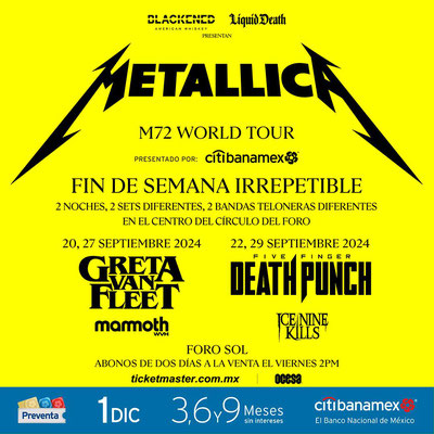 Metallica - Gira M72 World Tour - Foro Sol