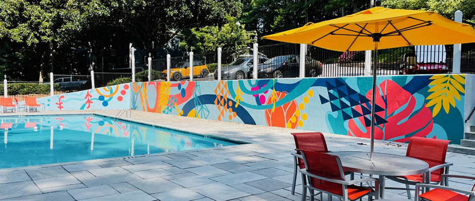 Poolside Mural Modern Atlanta Georgia 