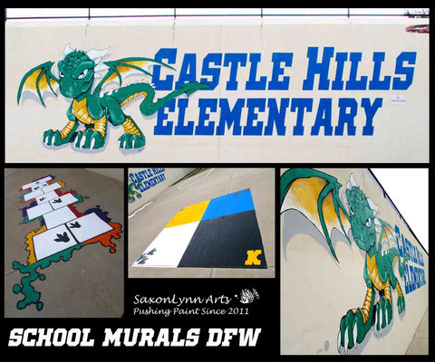 Castle Hills Elementary Logo & Mural painting, Hopscotch, 4 Square 