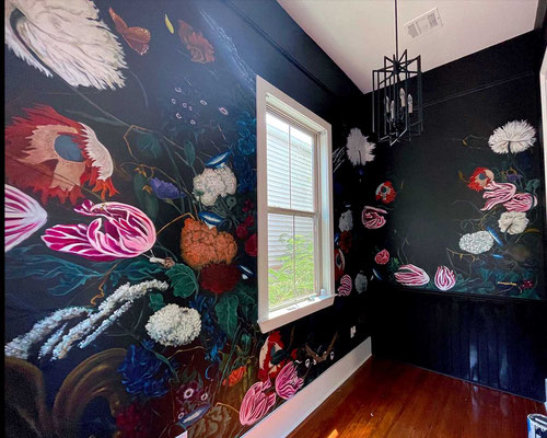 Garden District Foyer Mural Victorian Flowers New Orleans Louisiana