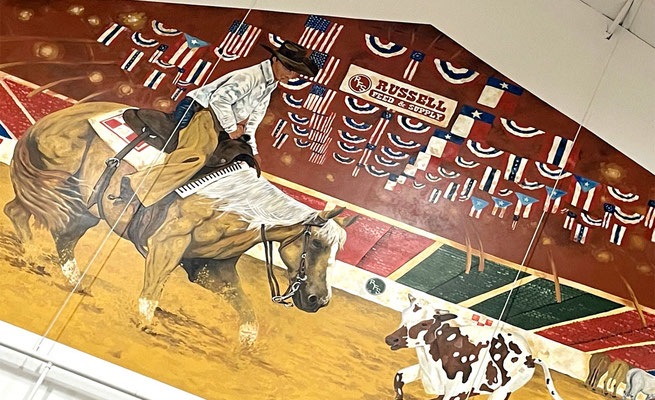 Russell Feed Store Cutting Horse Western Mural Fort Worth Waxahachie Texas