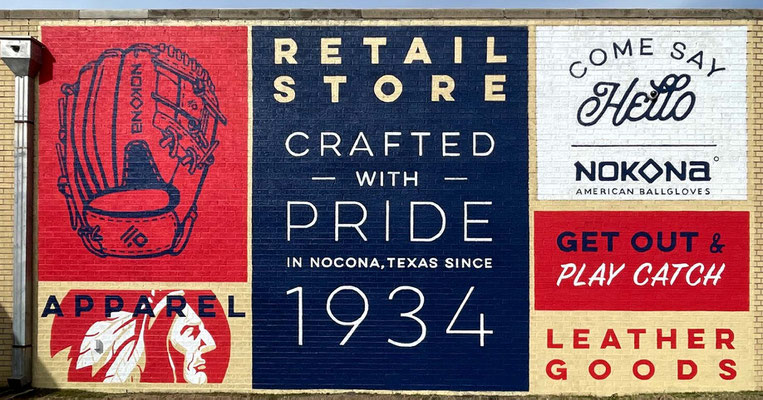 Typography Sign Writing Mural Baseball Logo Nokona Nocona Texas