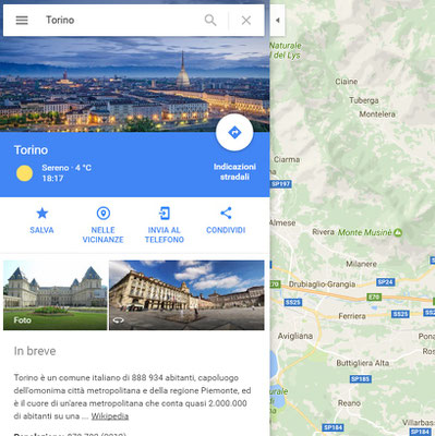 Immagine di Torino in Google Maps