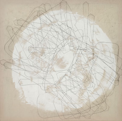 o. T. IV (happening) Monotypie auf Leinwand, 140 x 140 cm, 2011 (2)