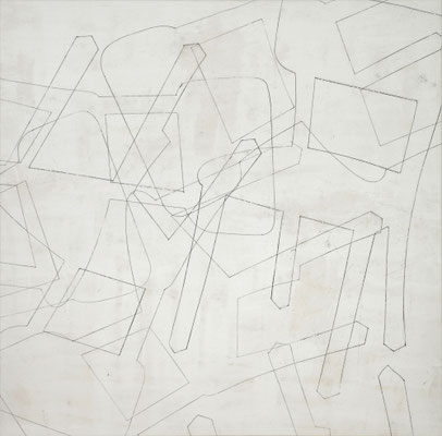o. T. V (happening) Monotypie auf Leinwand, 140 x 140 cm, 2011