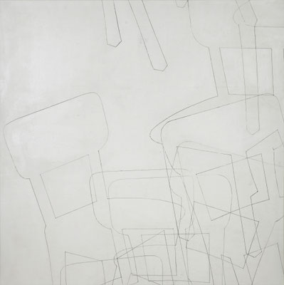 o. T. VII (happening) Monotypie auf Leinwand, 140 x 140 cm, 2012