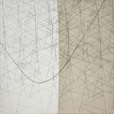 Vernetzung I Monotypie auf Leinwand, 140 x 140 cm, 2012