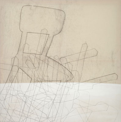 o. T. III (happening) Monotypie auf Leinwand, 140 x 140 cm, 2011
