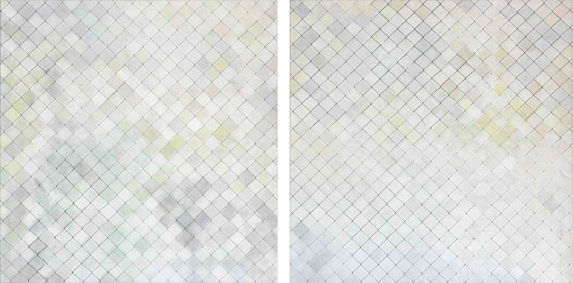 o.T. (Naturformen), Monotypie auf Leinwand,  je 100 x 100 cm, 2014