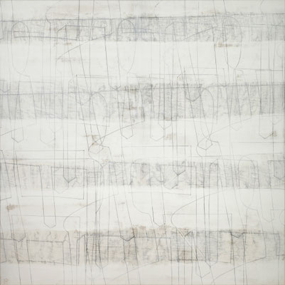 o. T. I (happening) Monotypie auf Leinwand, 140 x 140 cm, 2011