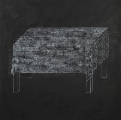 o.T. I(Verstrickung) Monotypie auf Leinwand, 140 x 140 cm, 2012
