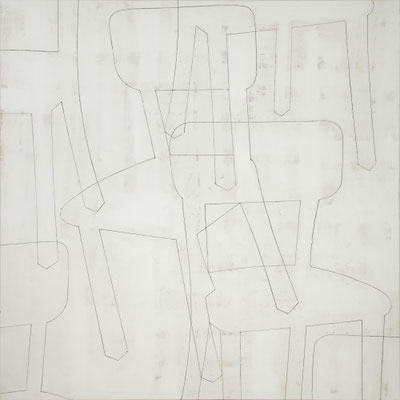 o. T. II (happening) Monotypie auf Leinwand, 140 x 140 cm, 2011