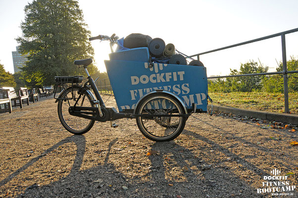 Transport dockfit altona fitness Personal-Trainer bootcamp hamburg training Bakfiets Lastenrad