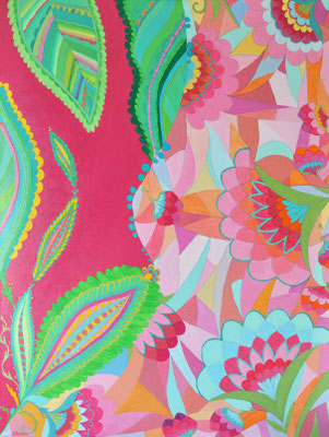 166, Kristallblüten, Acryl auf Leinwand, 60 x 80 cm, 2021