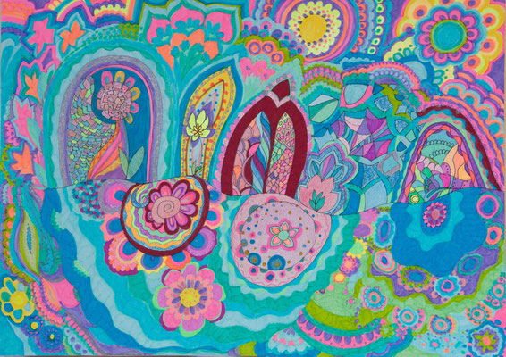 110 - Glitzerwelt, Buntstift und Filzstift auf Papier, 30 x 41 cm, 2017