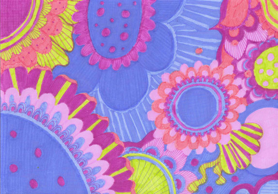 205, Blumenfülle, Filzstift auf Papier, 15 x 21 cm, 2024