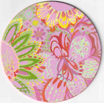 117 - Rundes Blumenbild, Öl auf Malkarton,  Durchmesser 15 cm, 2017