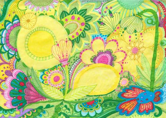 187 - Blütenbad, Filzstift auf Papier, 21 x 30 cm, 2023