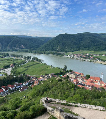 Ausblick auf das wunderschöne Donautal in Dürnstein
